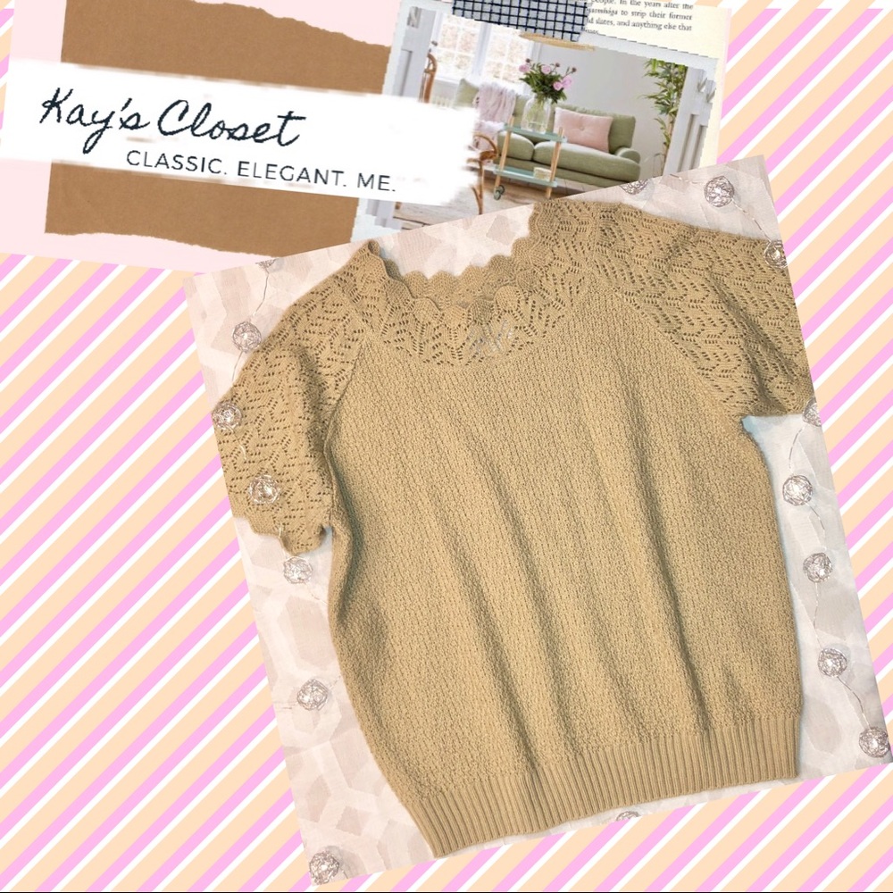 Vicki Wayne | Beige Short-Sleeved Sweater